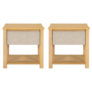English Elm Christopher Knight Home® - Wood Nightstand with Drawer Set of 2 — Modern Farmhouse Bedside Tables, Open Shelf Storage, Durable Design Natural+Beige N770P345998N