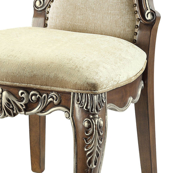 English Elm Latisha Upholstered Side Chair with Padded Back, Nailhead Trim and Sturdy Rubberwood Frame, Set of 2 Oak 47.24 L x 25.59 W x 15.75 H B2726P296303
