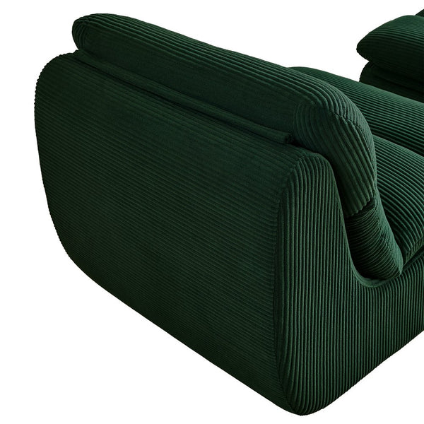 English Elm Modern Compressed Lounge Chair with Ottoman Corduroy Recliner Small Space Sofa High-Density Foam Comfort Green W1036P251819