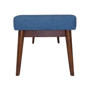 English Elm Mid-century Button Tufted Ottoman with Walnut Tapered Legs for Living Room Bedroom Blue N778P440482B