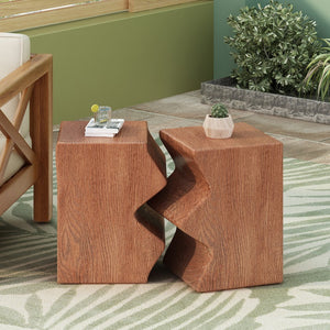 English Elm Christopher Knight Home® - MGO Rectangular Side Table Set of 2 – Durable MGO Outdoor Indoor Accent Stools, Weather-Resistant Patio Nesting End Tables Natural N770P341380N