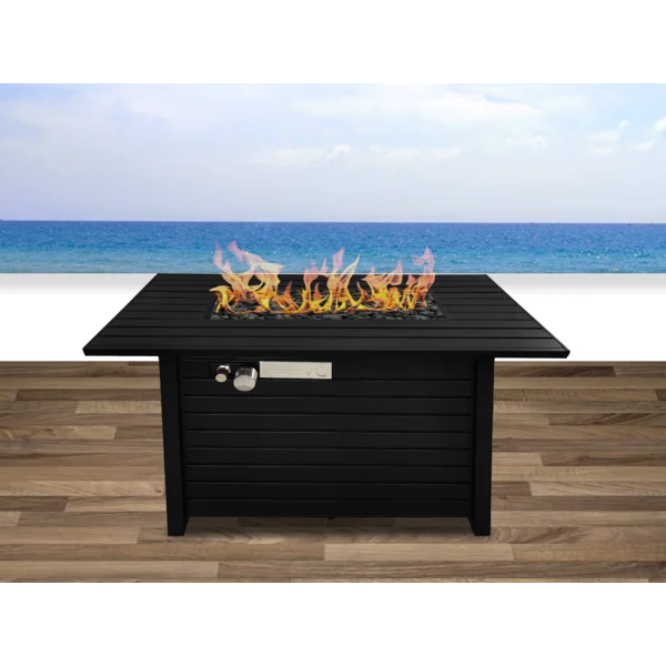 English Elm 25" Fiber Reinforced Concrete Propane Outdoor Fire Pit Table with Hidden Tank Storage and Cover, Stylish Lava Rocks, Push-Button Flame Control, Durable Patio Centerpiece Black B120P205416