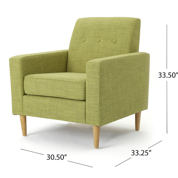 English Elm Christopher Knight Home® - CLUB Modern Fabric Club Chair with Plush Polyester Upholstery and Rubber Wood Legs for Living Room Comfort Green 31.5 L x 28.5 W x 18.75 H 61237.00MGRN