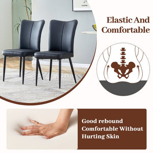 English Elm Table Modern Black Marble Mdf Dining Set With 4 Stylish Pu Chairs - Perfect For Kitchen & Dining Room W1151S02525-GIGA