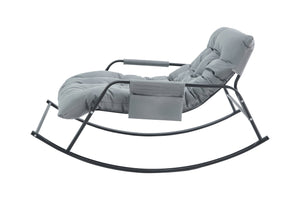 English Elm Rocking Extra-Wide Technical Leather Gliding Recliner with Plush Tufted Cushion & Durable Steel Frame Grey W2516P282505