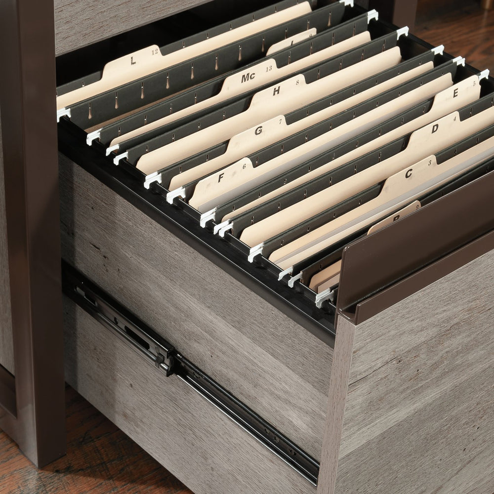 English Elm Narrow Bookcase - Stylish Brown Oak Finish With Locking Drawers For Secure Storage In Small Spaces B356P367966