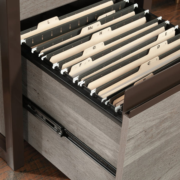 English Elm Narrow Bookcase - Stylish Brown Oak Finish With Locking Drawers For Secure Storage In Small Spaces B356P367966