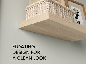 English Elm Floating Shelves - Modern Light Pine Design, 2 Durable Shelves For Stylish Storage & Display Solutions B097P250925