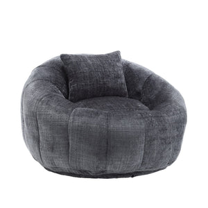 English Elm UNITED Cloud-Luxe Chenille Memory Foam Bean Bag Chair with Ottoman and Pillow for Ultimate Comfort Gray W1568P361697