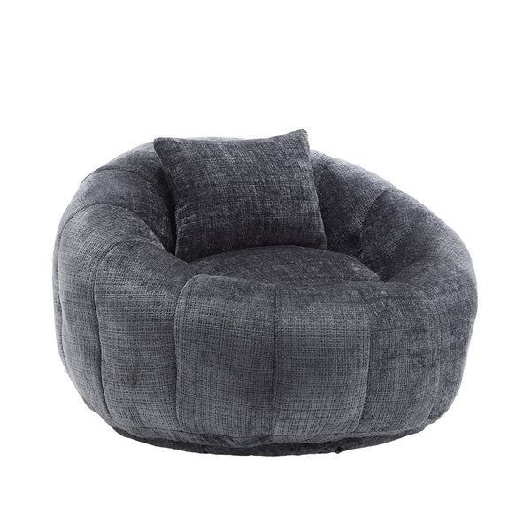 English Elm UNITED Cloud-Luxe Chenille Memory Foam Bean Bag Chair with Ottoman and Pillow for Ultimate Comfort Gray W1568P361697