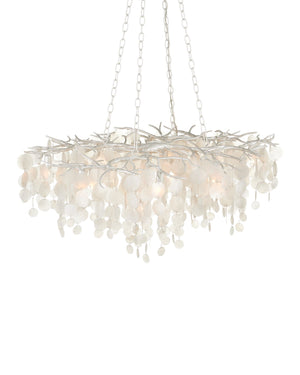 Currey & Company Lusso Chandelier - Elegant Hand-cut Capiz Shells, Adjustable Height, Stunning Wrought Iron Design Silver Capiz Shell ,Wrought Iron 9000-1322-currey-company