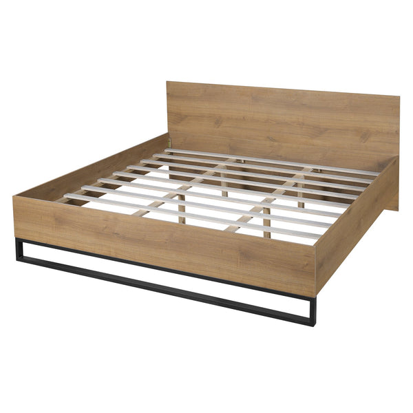 English Elm Christopher Knight Home® - Engineered Wood King Bed Frame - Modern Two-Tone Design With Natural Grain & Black Accents, Easy Assembly N770P283032N_N770P283033N