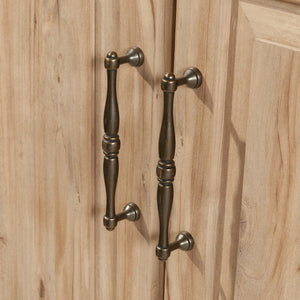 English Elm Craft Station with Drop-Leaf Extension, Brown Khaki Pine Finish — Compact Crafting Workstation w/ Storage B356P402737