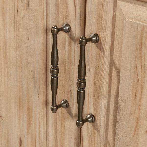 English Elm Craft Station with Drop-Leaf Extension, Brown Khaki Pine Finish — Compact Crafting Workstation w/ Storage B356P402737