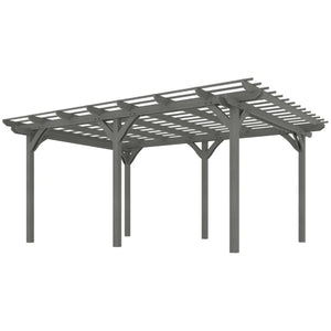 English Elm Wooden Fir Pergola Outdoor Vine Trellis with Triple Beam Canopy for Backyard Gardens T3971S00189