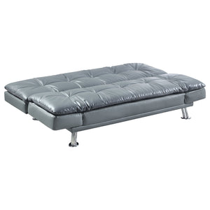 English Elm Larkin Grey Leatherette Sofa Bed with Chrome Legs, Geometric Stitching, Modern Compact Style B062P357808
