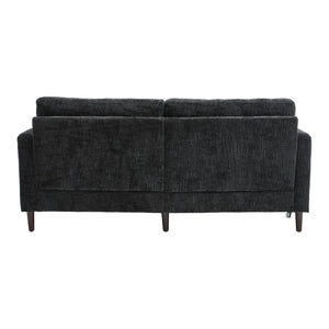 English Elm Modern chenille 2-seater sofa with LED lighting, USB charging, storage pocket, sturdy wood legs Black W395P318548