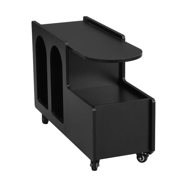 English Elm On-Trend Mobile End Table With Lockable Wheels, Cream Nightstand With Storage For Living Spaces N721P191983B-GIGA