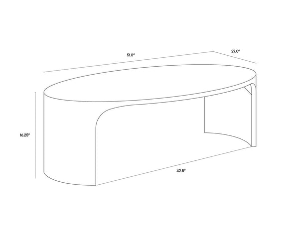Sunpan Tomas Mid-Century Modern Coffee Table - Oval Solid Acacia Wood with Unique Natural Character 51"W