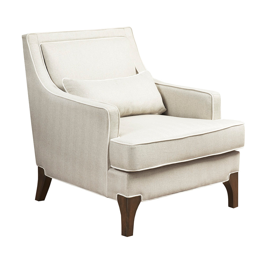 JLA Home Madison Park Signature - Arm chair Cream Upholstered with Ivory Welting — Modern Padded Accent Seat for Living Rooms, Reading Nooks MPS100-0303