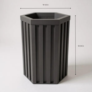English Elm Hexagon Column Outdoor Planter Aluminum Wood Tone Finish Architectural Patio Accent B2755P499645