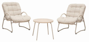 English Elm Outdoor Woven Rope Wicker Lounge Set Iron Frame Patio Chairs with Round Side Table W3990P462696