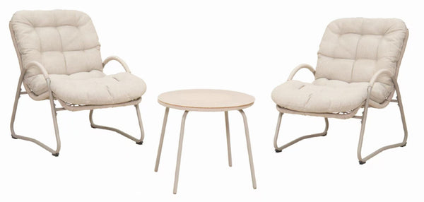English Elm Outdoor Woven Rope Wicker Lounge Set Iron Frame Patio Chairs with Round Side Table W3990P462696