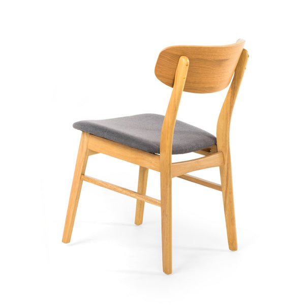 English Elm [video] Set of 2 Minimalist Dining Chairs with Cushioned Seats and Oak Rubberwood Legs N759P371095E