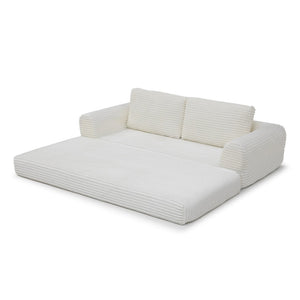 English Elm 2-in-1 Corduroy Futon Sofa Sleeper with Foam Fill and Modular Floor Profile Beige W1117P417292