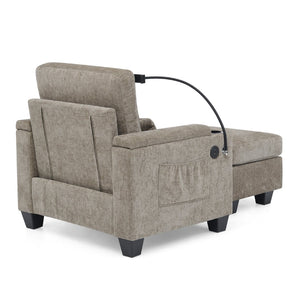 English Elm Single Chenille Manual Recliner with Usb Port Hidden Storage Ottoman and Cup Holders Brown W487P423653