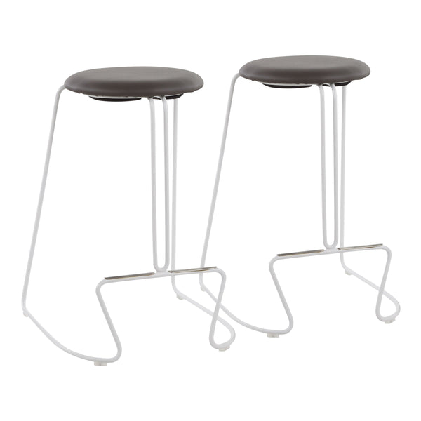 English Elm Finn Contemporary Counter Stool Grey Faux Leather Set of 2 – Modern Backless Padded Seat, Metal Base, 250 lb Limit B202P221885