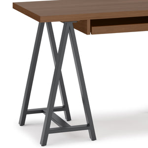 English Elm Sawhorse Retro-Industrial Small Desk - Handcrafted Walnut Veneer With Metal Legs For Modern Spaces B136P159594-GIGA