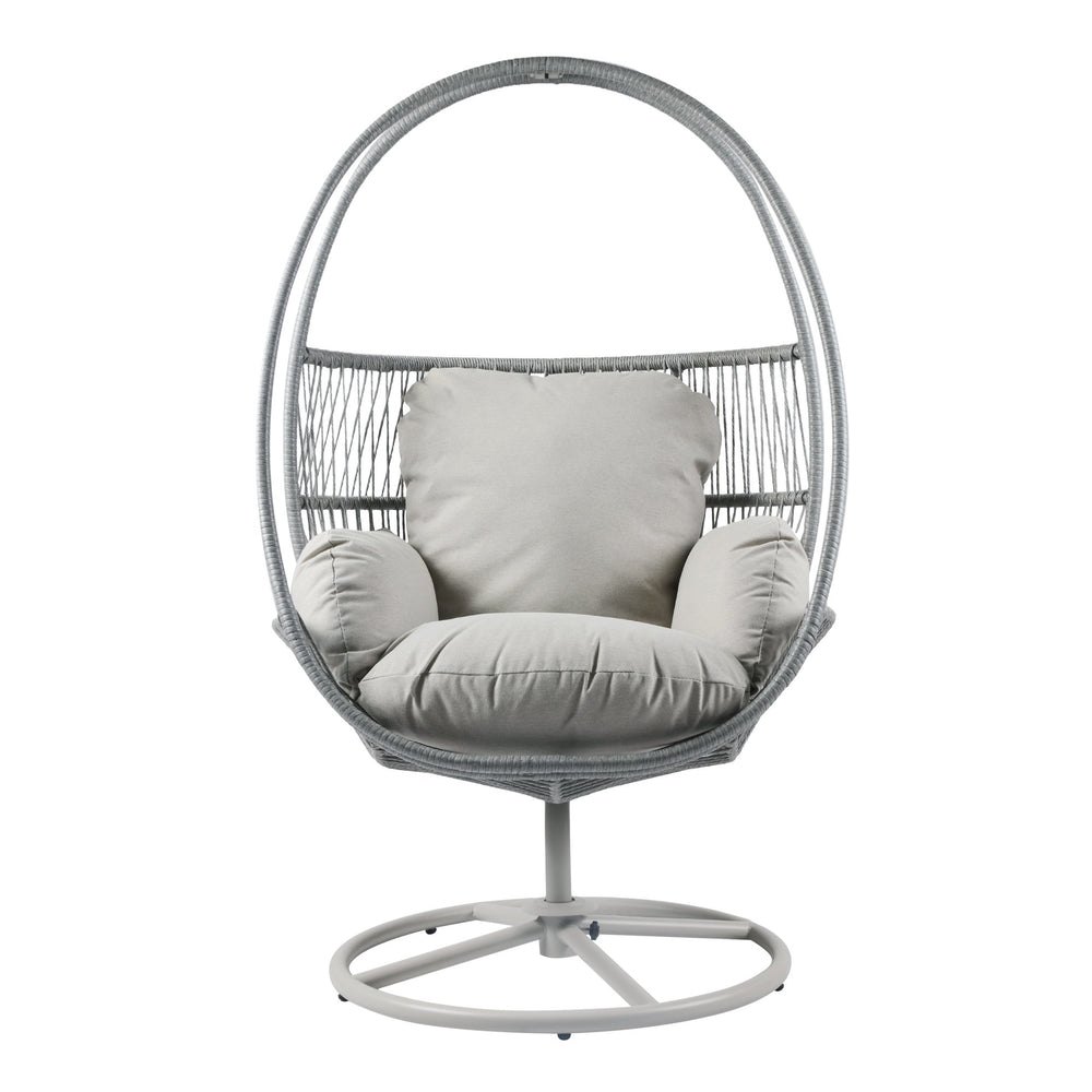 English Elm Christopher Knight Home® - Reno Light Gray Outdoor Wicker Swivel Lounge Chair with PE Rattan, Iron Frame & Waterproof Cushions N775P182311G