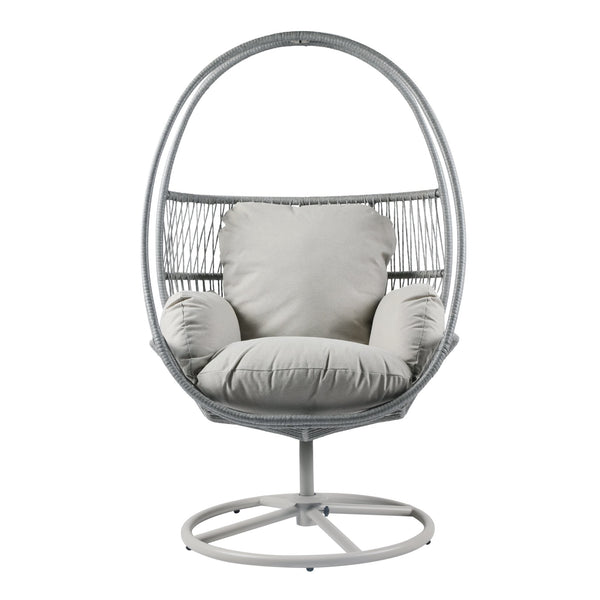 English Elm Christopher Knight Home® - Reno Light Gray Outdoor Wicker Swivel Lounge Chair with PE Rattan, Iron Frame & Waterproof Cushions N775P182311G