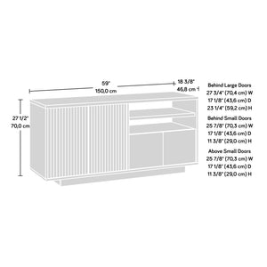 English Elm Credenza, Stylish Brown Finish Tv Stand For 65” Tvs With Faux Marble & Ample Storage Solutions B356P367793