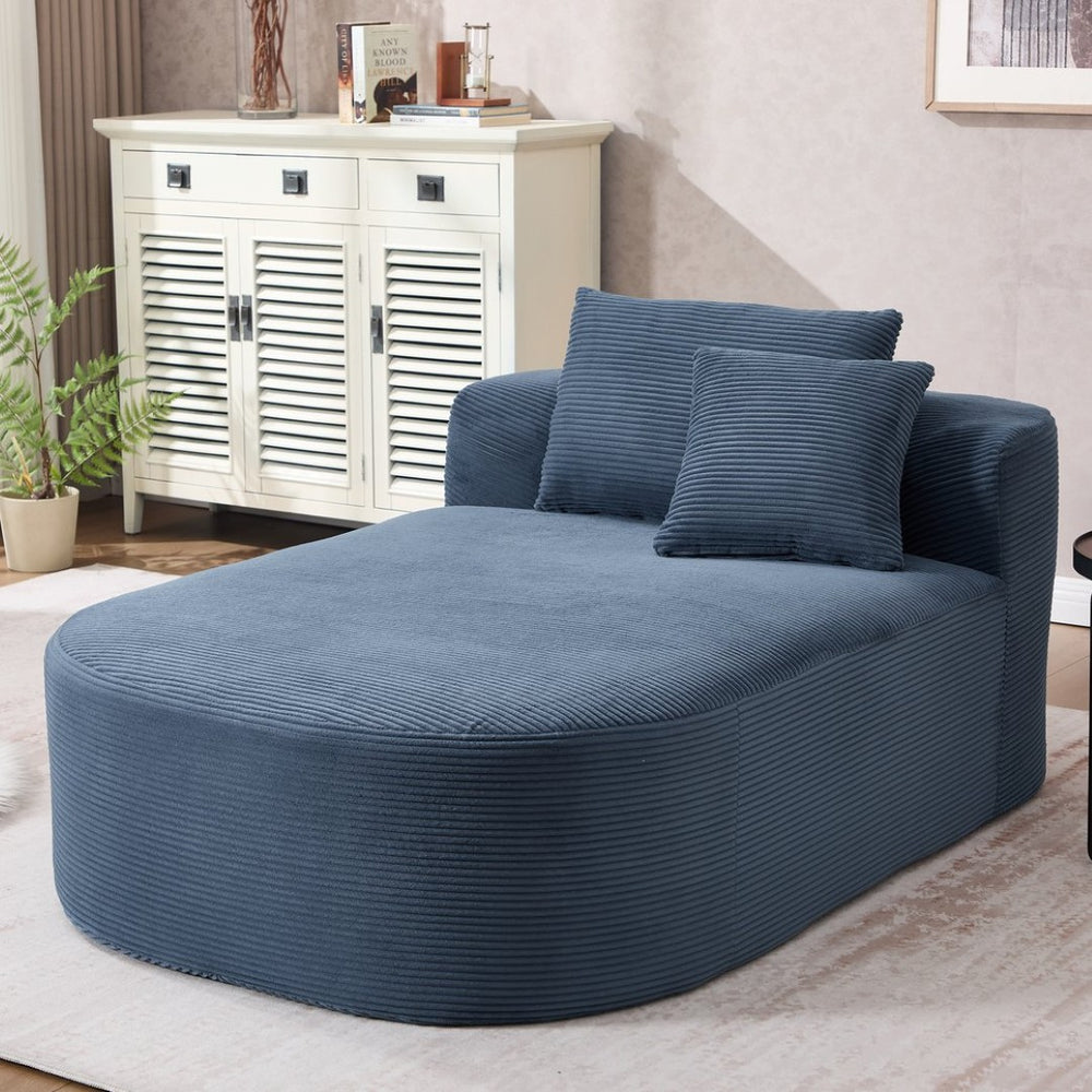 English Elm 67.5''chaise Lounge Oversized Corduroy Sleeper Sofa with Deep Seat and Two Pillows Blue W1803P409171