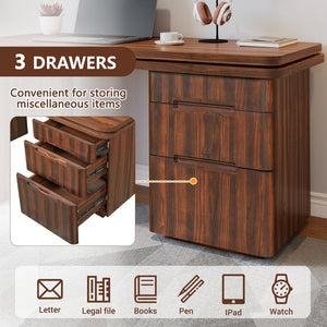 English Elm 90" Rotating L-shape Executive Desk Natural Melamine Mdf Surface Three Drawers Home Office Walnut N751S383638W