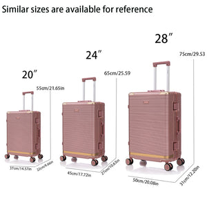 English Elm Luggage Set 3 Piece Polycarbonate Aluminum Frame Hard Shell Travel Suitcases with Lock Rose Gold T3292P361541