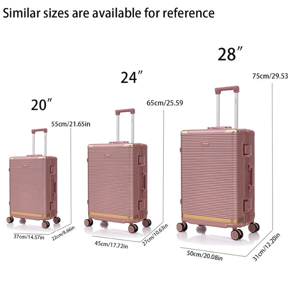 English Elm Luggage Set 3 Piece Polycarbonate Aluminum Frame Hard Shell Travel Suitcases with Lock Rose Gold T3292P361541