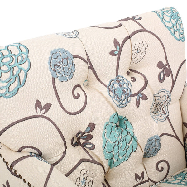 English Elm Harrison Tufted Club Chair Nailhead Trim Birch Legs Floral Upholstered Accent Seat N758P438153W