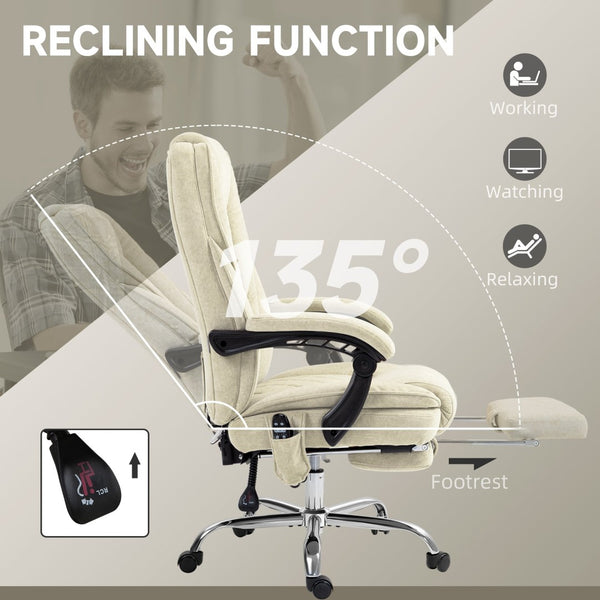 English Elm Office Massage Chair High Back Executive Recliner with Lumbar Heat and Footrest T3971P408492