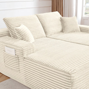English Elm 75"cloud Plush Fabric Double Chaise Sectional Deep Seat Sofa for Modern Living Room W3975S00056