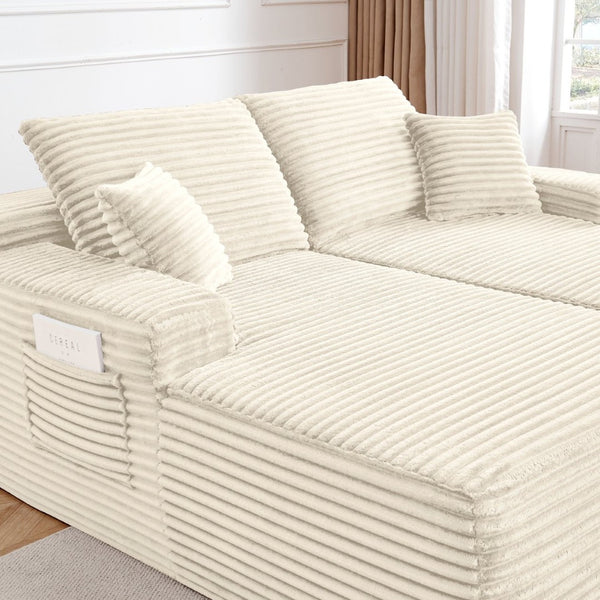 English Elm 75"cloud Plush Fabric Double Chaise Sectional Deep Seat Sofa for Modern Living Room W3975S00056