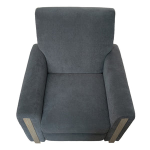 JLA Home Chapel Hill - Recliner Scarlett upholstered in blue fabric with oak legs, solid wood frame and high-density comfort Grey CH103-0005
