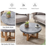 English Elm Modern Gray Texture Mdf Round Coffee Table - 31.4" Diameter.A Modern Retro Circular Coffee Table With A Diameter Of 31.4 Inches, Made Of Mdf Material, Suitable For Living Rooms.