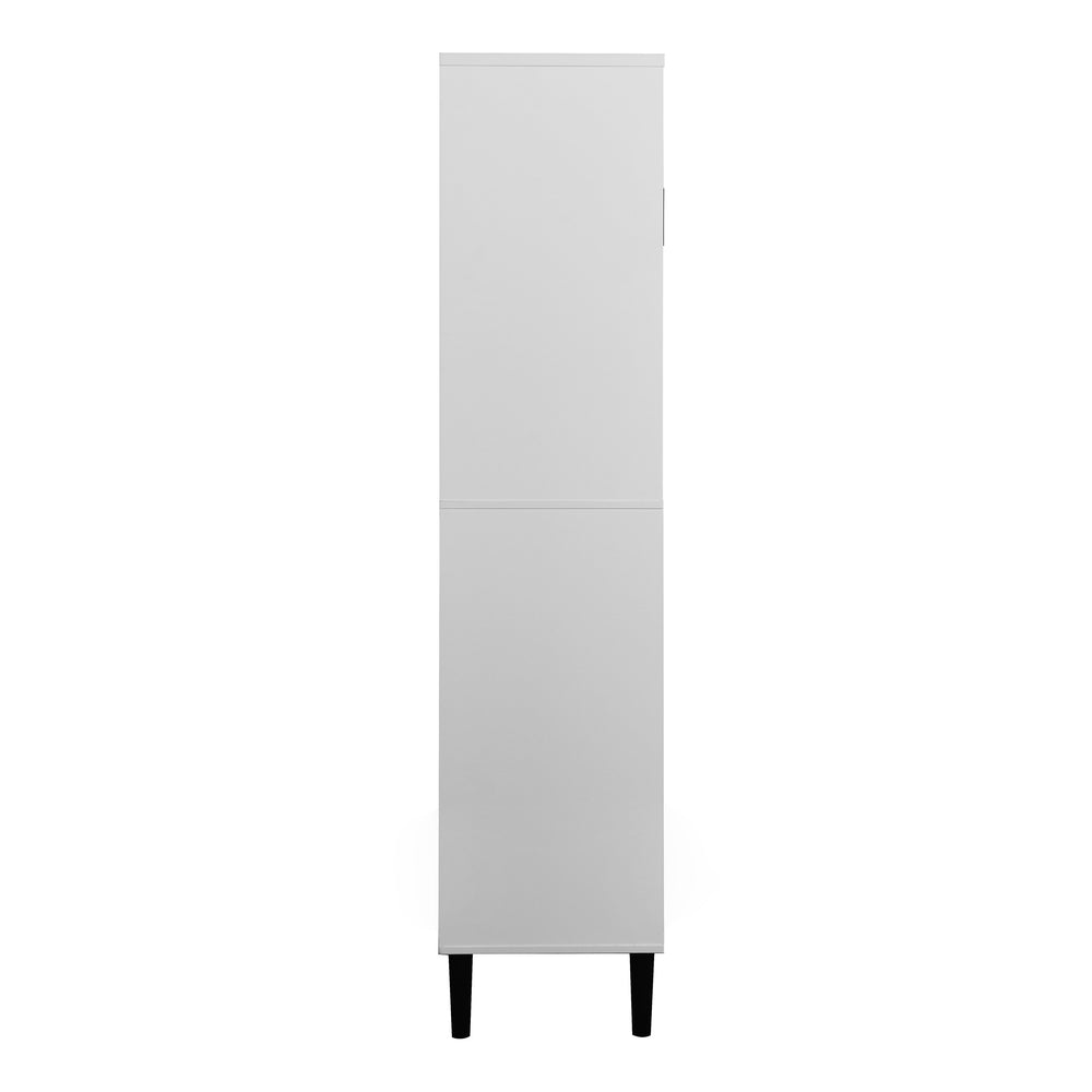 English Elm Tempered Glass Door Tall Storage Bookcase, 63" White MDF Cabinet with 4 Doors, Adjustable Shelves, Stable"))); W409P171440