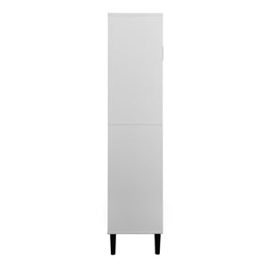 English Elm Tempered Glass Door Tall Storage Bookcase, 63" White MDF Cabinet with 4 Doors, Adjustable Shelves, Stable"))); W409P171440