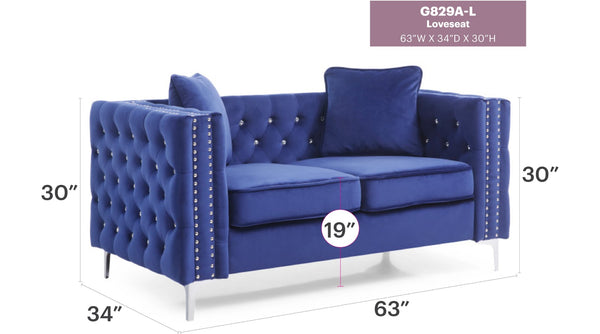 English Elm Chic Track Arm Loveseat Bold Upholstered Two Seat Contemporary Living Room Sofa B078S00006