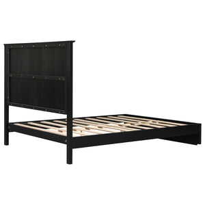 English Elm Stylish Queen Bed Frame Vertical Slat Headboard Solid Wood Contemporary Bedroom Black N770PQ369236B