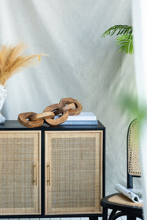 English Elm S/2 Teak Chain Decor Statues Set — 100% Teak Root Sculptures for Living Room, Hallway Accent, 24x14x14 W2078P360889